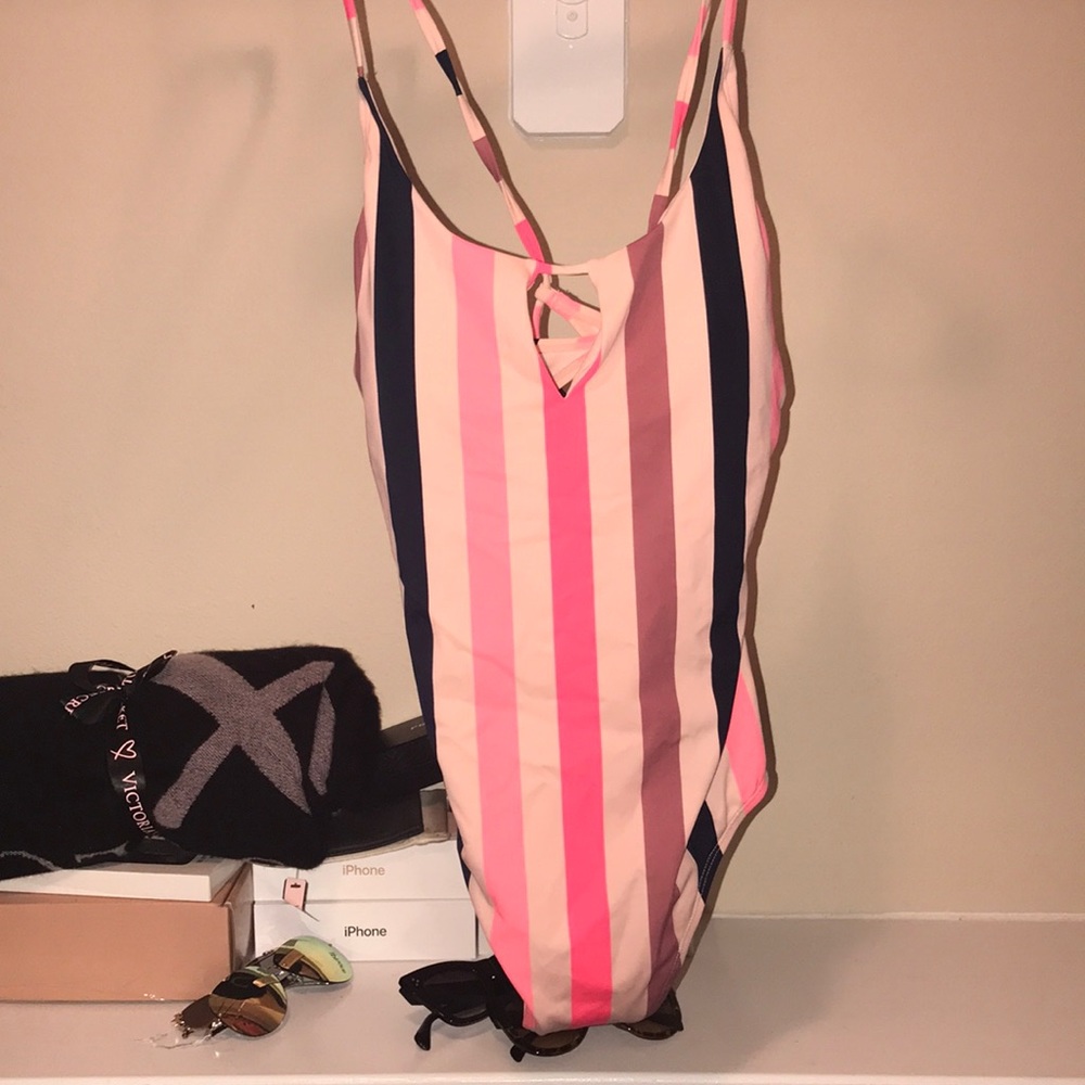 Pink striped one piece - Picture 3 of 3